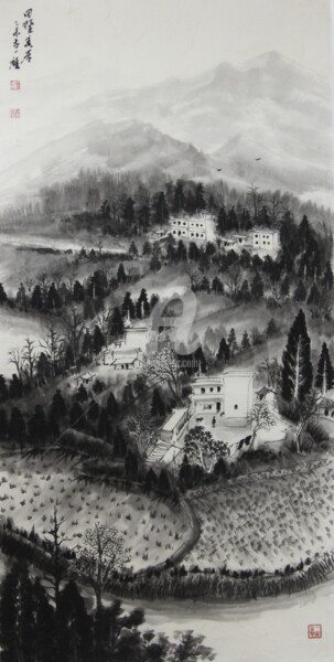 古一雄水墨《田野幽居》Yi-Xiong Gu's ink painting "Ink Rural Life"